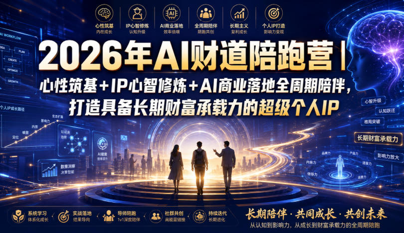 2026年AI财道陪跑营|心性筑基+IP心智修炼+AI商业落地全周期陪伴,打造具备长期财富承载力的超级个人IP-极光库